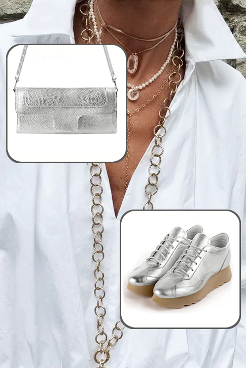 Light silver women's elegant sneakers.. Top view - Florence KOOIJMAN
